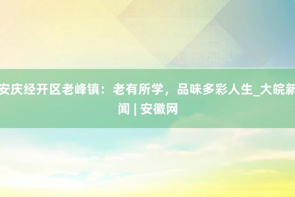 安庆经开区老峰镇：老有所学，品味多彩人生_大皖新闻 | 安徽网