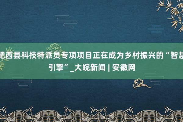 肥西县科技特派员专项项目正在成为乡村振兴的“智慧引擎”_大皖新闻 | 安徽网