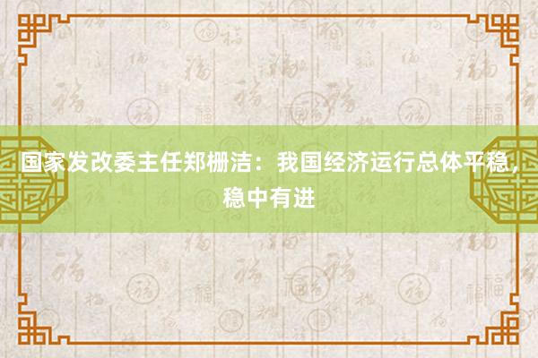 国家发改委主任郑栅洁：我国经济运行总体平稳，稳中有进