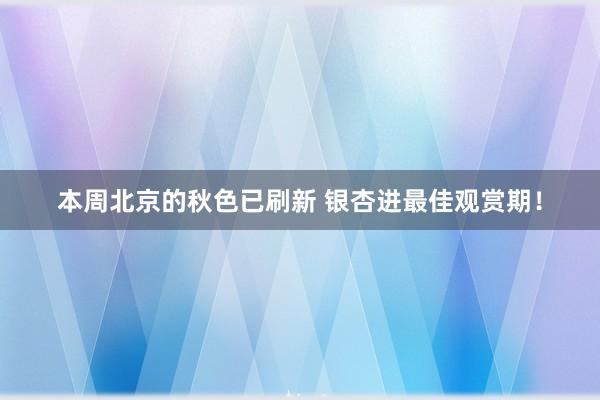 本周北京的秋色已刷新 银杏进最佳观赏期！