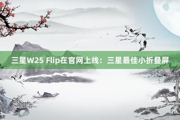 三星W25 Flip在官网上线：三星最佳小折叠屏