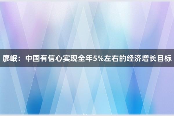 廖岷：中国有信心实现全年5%左右的经济增长目标