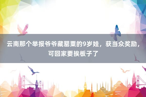 云南那个举报爷爷藏罂粟的9岁娃，获当众奖励，可回家要挨板子了