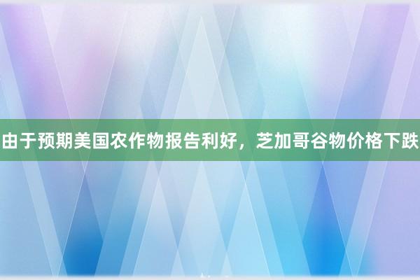 由于预期美国农作物报告利好，芝加哥谷物价格下跌