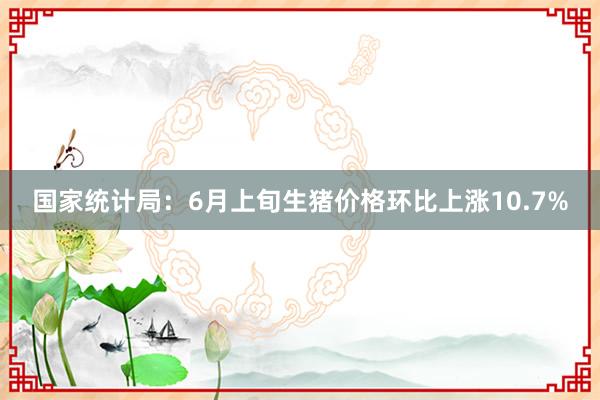 国家统计局：6月上旬生猪价格环比上涨10.7%