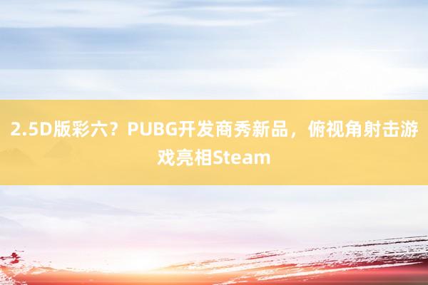 2.5D版彩六？PUBG开发商秀新品，俯视角射击游戏亮相Steam