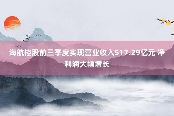 海航控股前三季度实现营业收入517.29亿元 净利润大幅增长