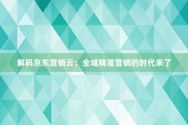 解码京东营销云：全域精准营销的时代来了