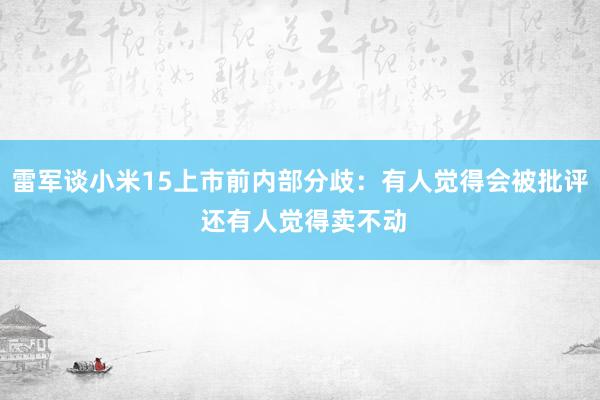 雷军谈小米15上市前内部分歧：有人觉得会被批评 还有人觉得卖不动