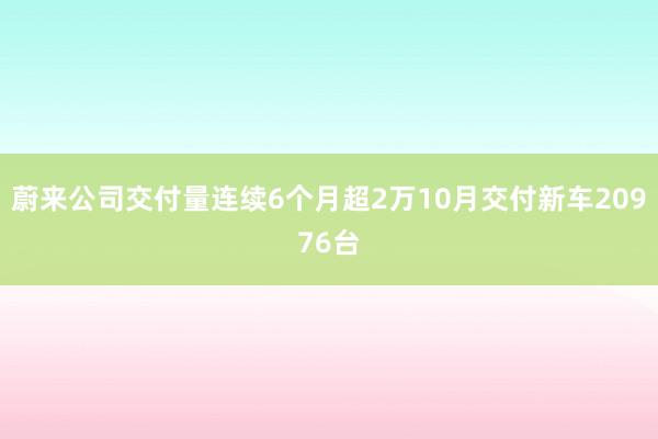 蔚来公司交付量连续6个月超2万10月交付新车20976台