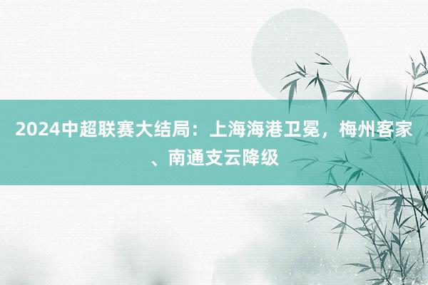 2024中超联赛大结局：上海海港卫冕，梅州客家、南通支云降级