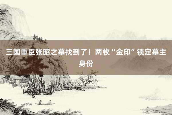 三国重臣张昭之墓找到了！两枚“金印”锁定墓主身份