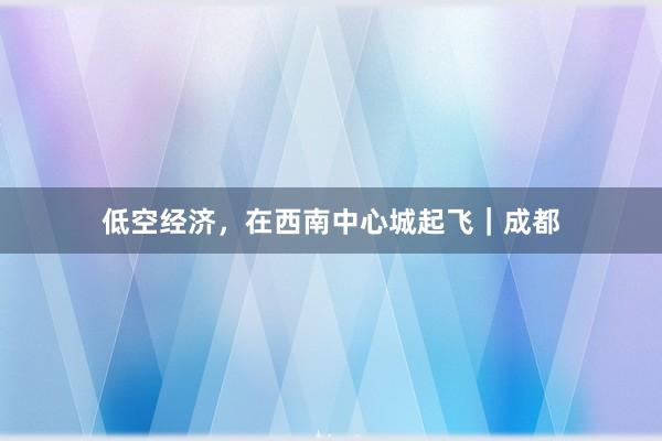 低空经济，在西南中心城起飞｜成都