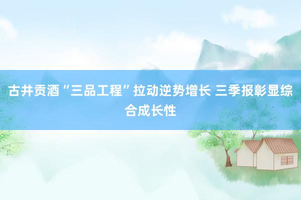 古井贡酒“三品工程”拉动逆势增长 三季报彰显综合成长性