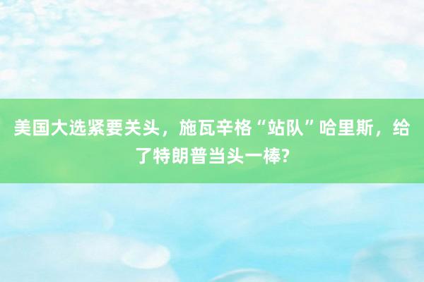 美国大选紧要关头，施瓦辛格“站队”哈里斯，给了特朗普当头一棒?