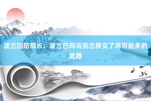 波兰国防部长：波兰已向乌克兰移交了尽可能多的武器