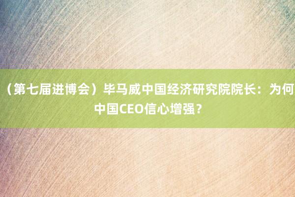 （第七届进博会）毕马威中国经济研究院院长：为何中国CEO信心增强？