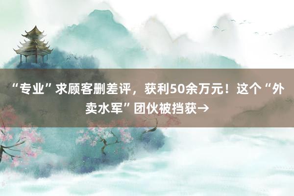 “专业”求顾客删差评，获利50余万元！这个“外卖水军”团伙被挡获→