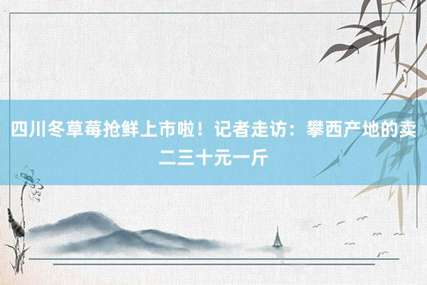 四川冬草莓抢鲜上市啦！记者走访：攀西产地的卖二三十元一斤