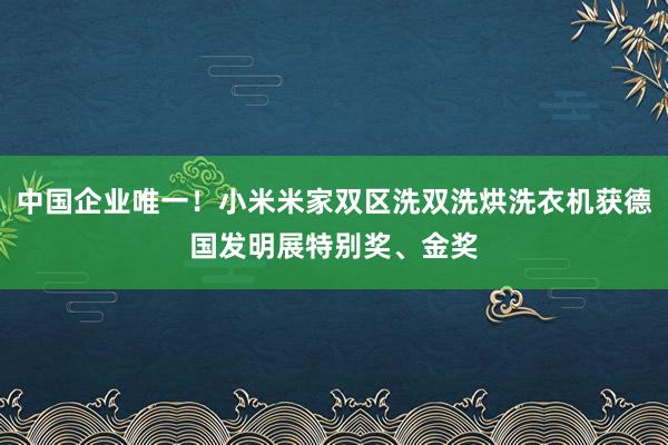 中国企业唯一！小米米家双区洗双洗烘洗衣机获德国发明展特别奖、金奖