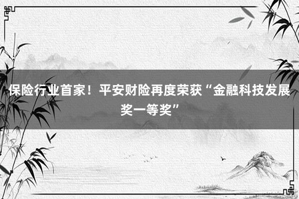 保险行业首家！平安财险再度荣获“金融科技发展奖一等奖”