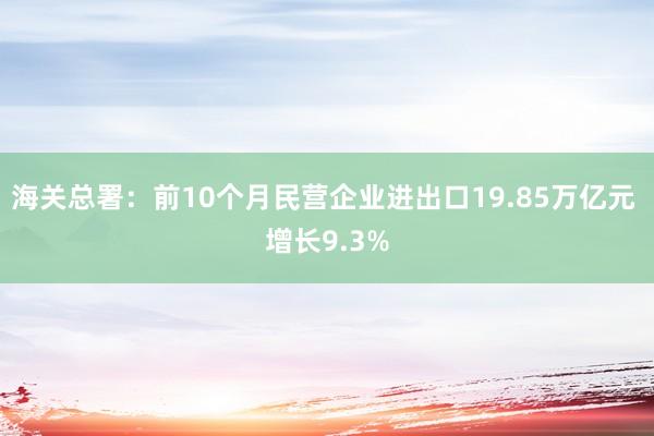 海关总署：前10个月民营企业进出口19.85万亿元 增长9.3%