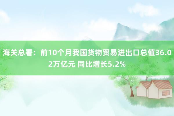 海关总署：前10个月我国货物贸易进出口总值36.02万亿元 同比增长5.2%