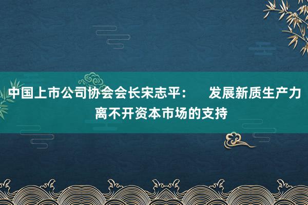 中国上市公司协会会长宋志平：    发展新质生产力    离不开资本市场的支持