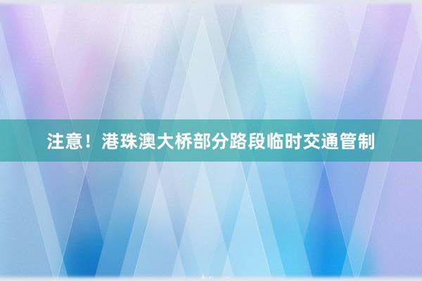 注意！港珠澳大桥部分路段临时交通管制