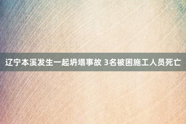 辽宁本溪发生一起坍塌事故 3名被困施工人员死亡