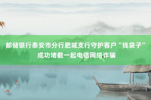 邮储银行泰安市分行肥城支行守护客户“钱袋子” 成功堵截一起电信网络诈骗