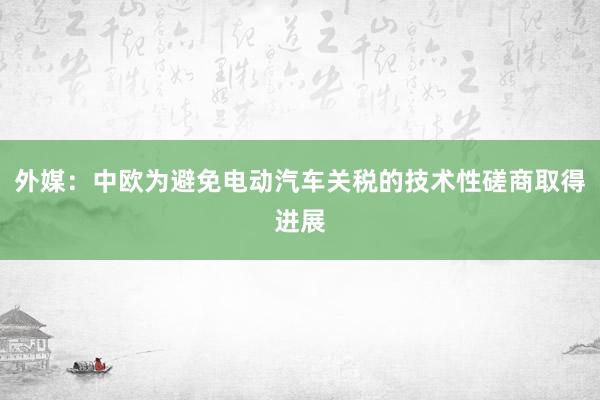 外媒：中欧为避免电动汽车关税的技术性磋商取得进展