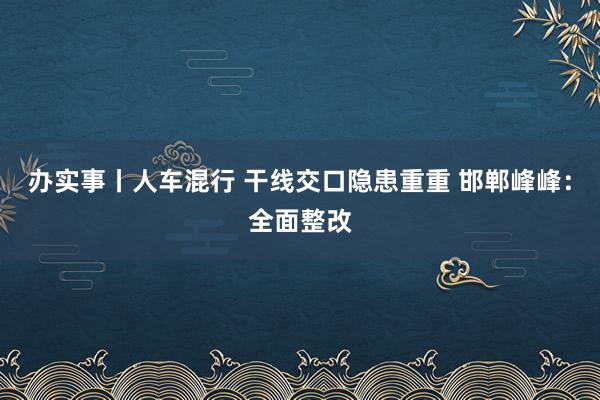 办实事丨人车混行 干线交口隐患重重 邯郸峰峰：全面整改