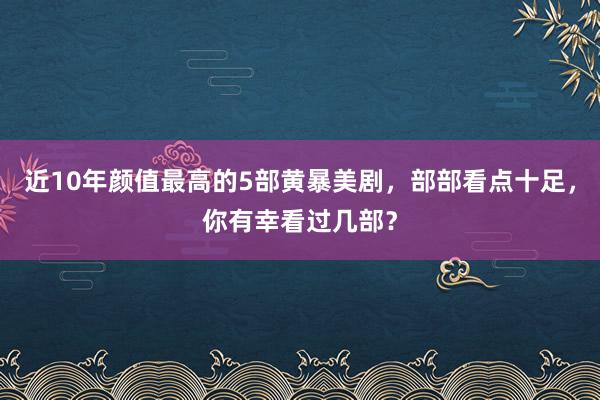 近10年颜值最高的5部黄暴美剧，部部看点十足，你有幸看过几部？