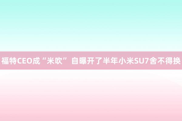 福特CEO成“米吹” 自曝开了半年小米SU7舍不得换