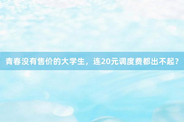 青春没有售价的大学生，连20元调度费都出不起？