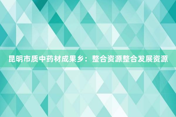 昆明市质中药材成果乡：整合资源整合发展资源