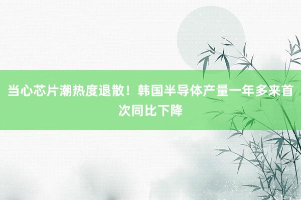 当心芯片潮热度退散！韩国半导体产量一年多来首次同比下降