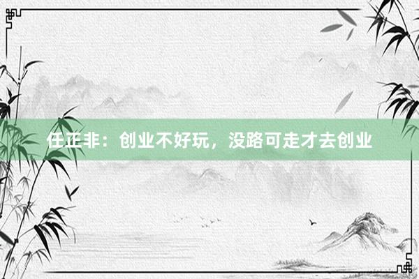 任正非：创业不好玩，没路可走才去创业