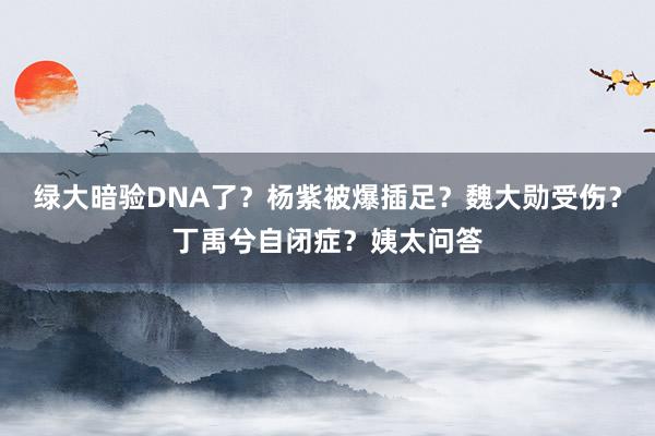 绿大暗验DNA了？杨紫被爆插足？魏大勋受伤？丁禹兮自闭症？姨太问答