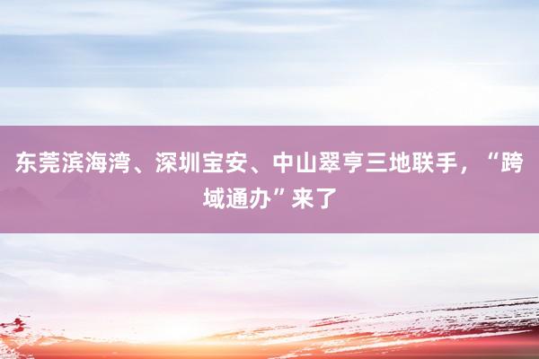 东莞滨海湾、深圳宝安、中山翠亨三地联手，“跨域通办”来了