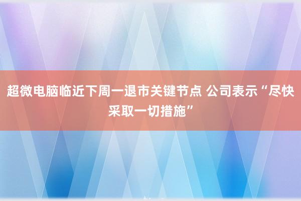 超微电脑临近下周一退市关键节点 公司表示“尽快采取一切措施”