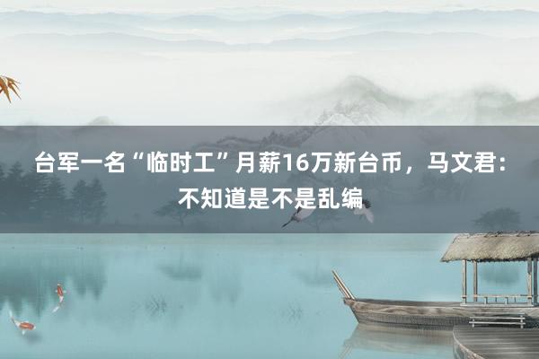 台军一名“临时工”月薪16万新台币，马文君：不知道是不是乱编