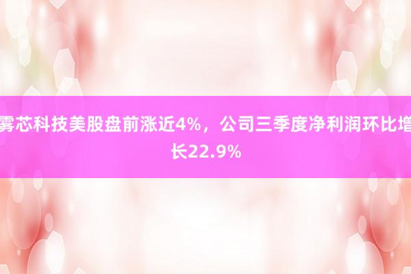 雾芯科技美股盘前涨近4%，公司三季度净利润环比增长22.9%