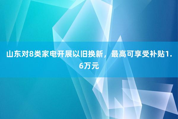 山东对8类家电开展以旧换新，最高可享受补贴1.6万元