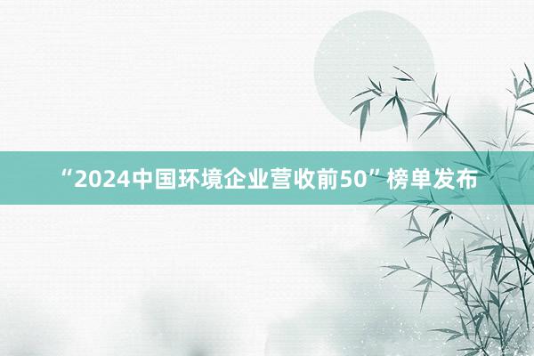 “2024中国环境企业营收前50”榜单发布