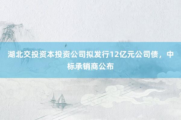 湖北交投资本投资公司拟发行12亿元公司债，中标承销商公布