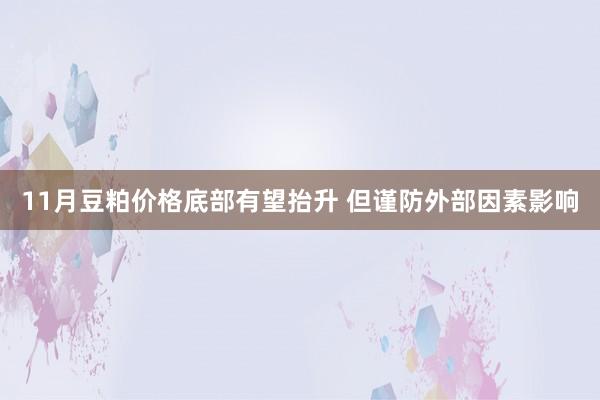 11月豆粕价格底部有望抬升 但谨防外部因素影响