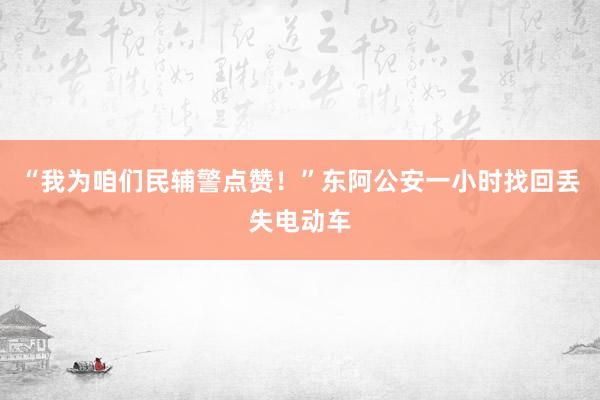 “我为咱们民辅警点赞！”东阿公安一小时找回丢失电动车