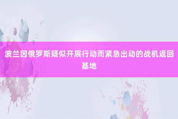 波兰因俄罗斯疑似开展行动而紧急出动的战机返回基地